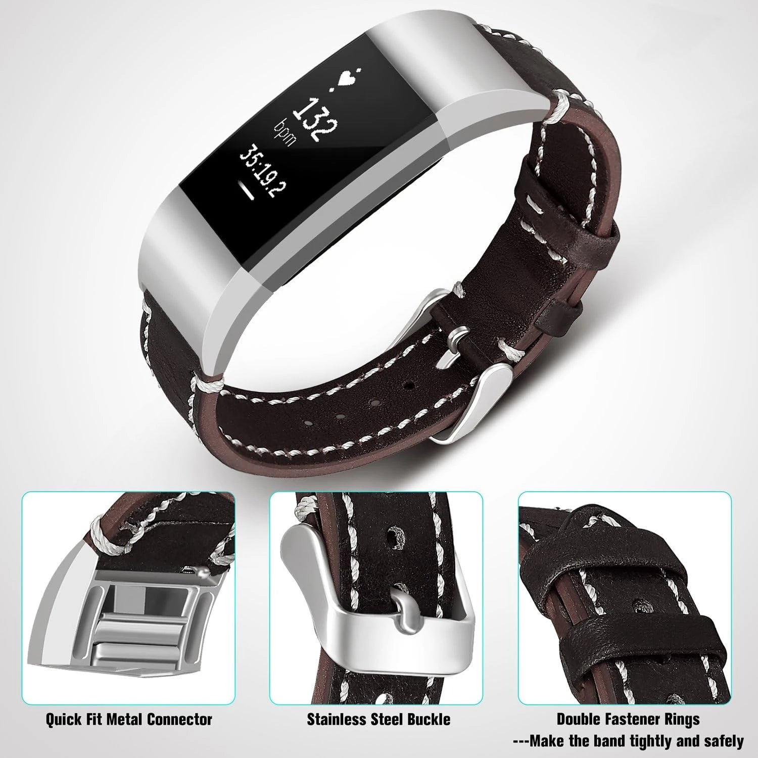 SKYLET Premium Leather Bands for Fitbit Charge 2