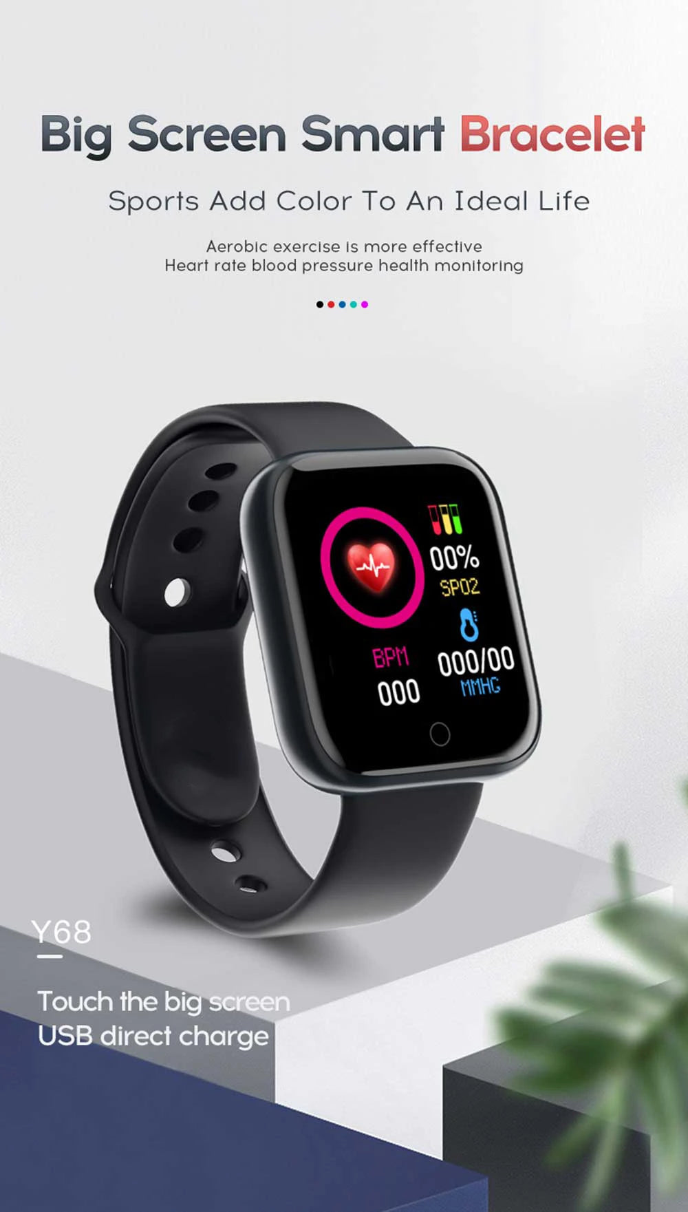 Y68/D20 Smartwatch – Fitness & Bluetooth Connected Sports Tracker