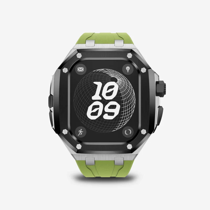 Luxury Titanium Alloy Kit for Apple Watch Ultra & Series 9-5 with Fluororubber Strap