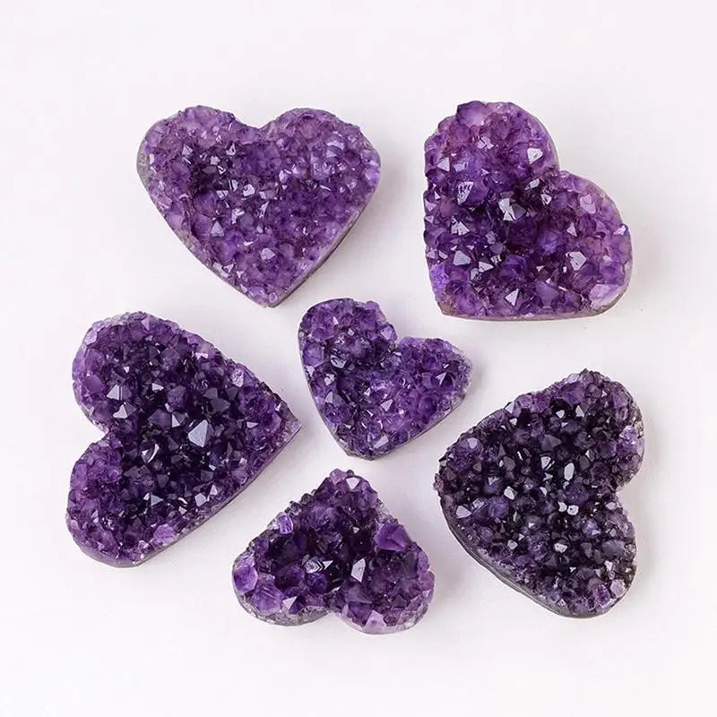 Heart-Shaped Natural Amethyst Cluster Figurine