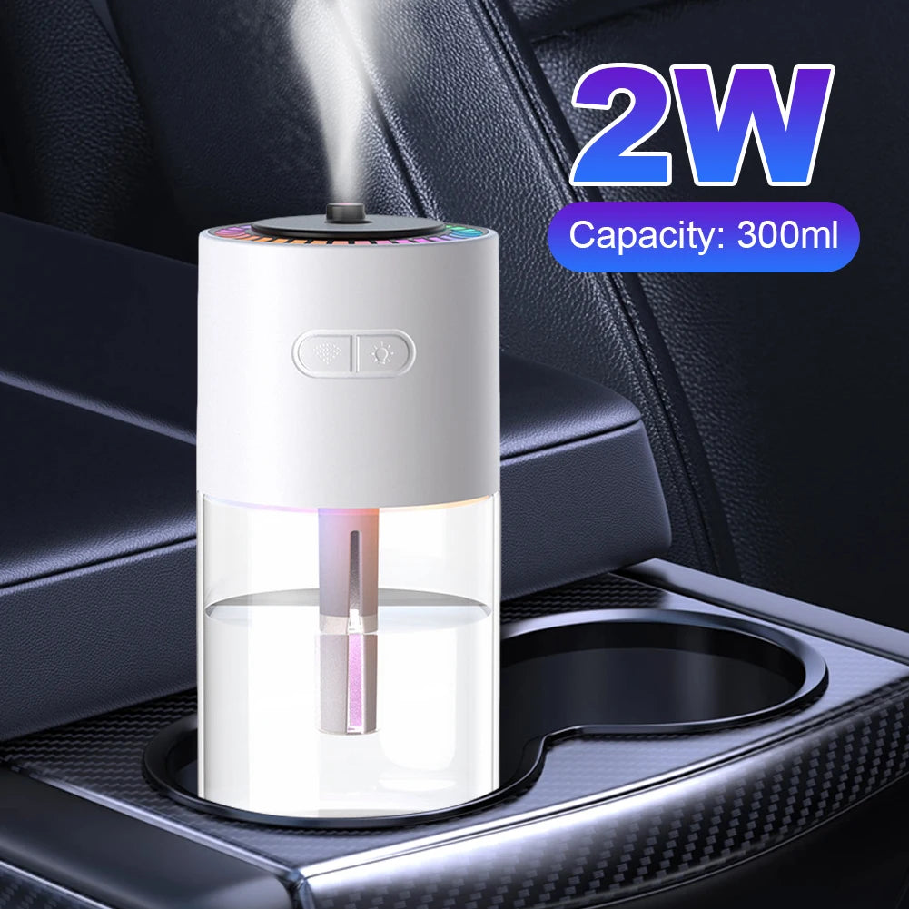 Car Air Humidifier & Essential Oil Diffuser with RGB LED Light