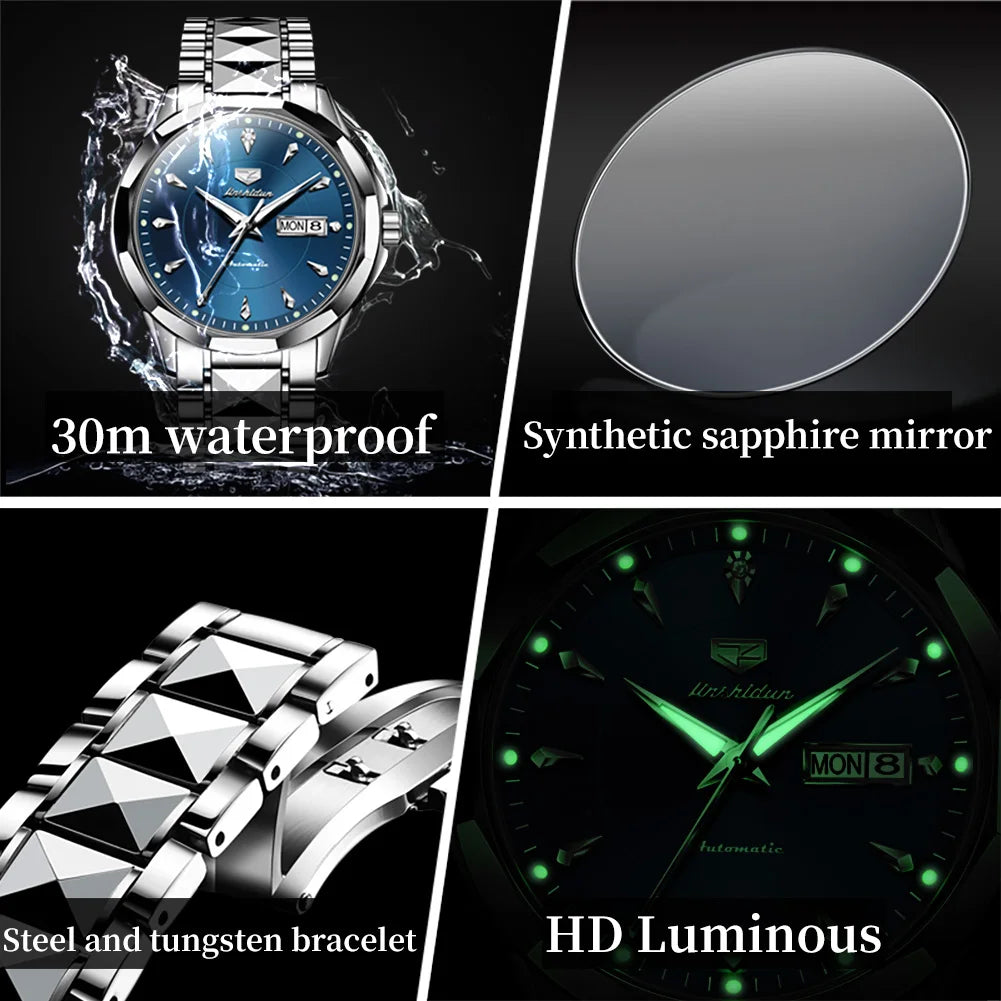 JSDUN Romantic Couple Watch with Tungsten Steel and Automatic Movement