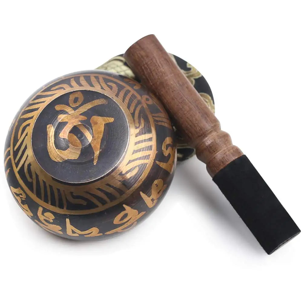 Tibetan Singing Bowl Set with Lotus Design