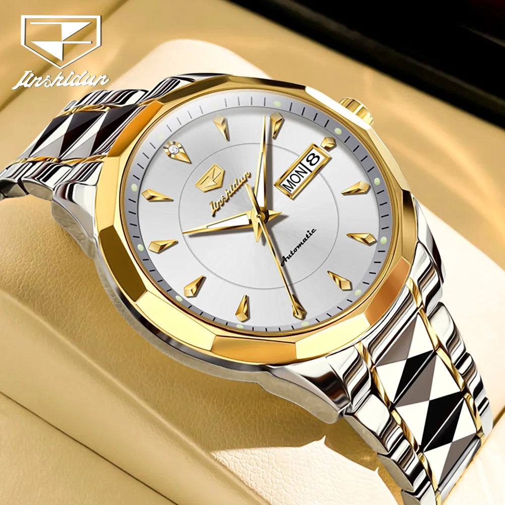 JSDUN Romantic Couple Watch with Tungsten Steel and Automatic Movement