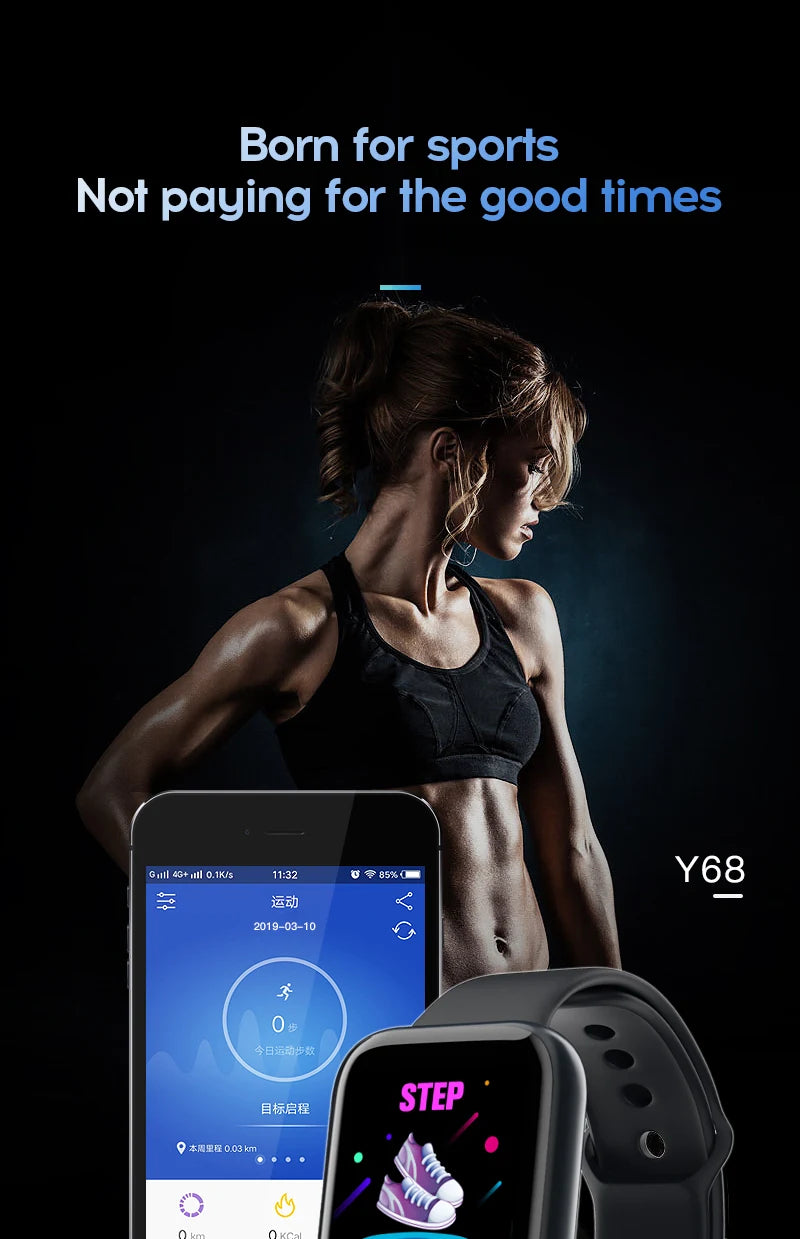 Y68/D20 Smartwatch – Fitness & Bluetooth Connected Sports Tracker