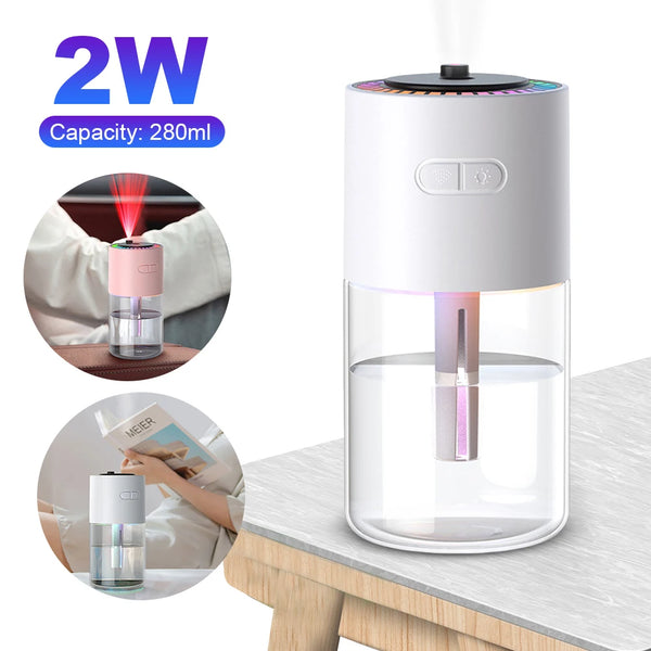 Car Air Humidifier & Essential Oil Diffuser with RGB LED Light