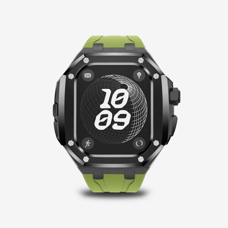 Luxury Titanium Alloy Kit for Apple Watch Ultra & Series 9-5 with Fluororubber Strap