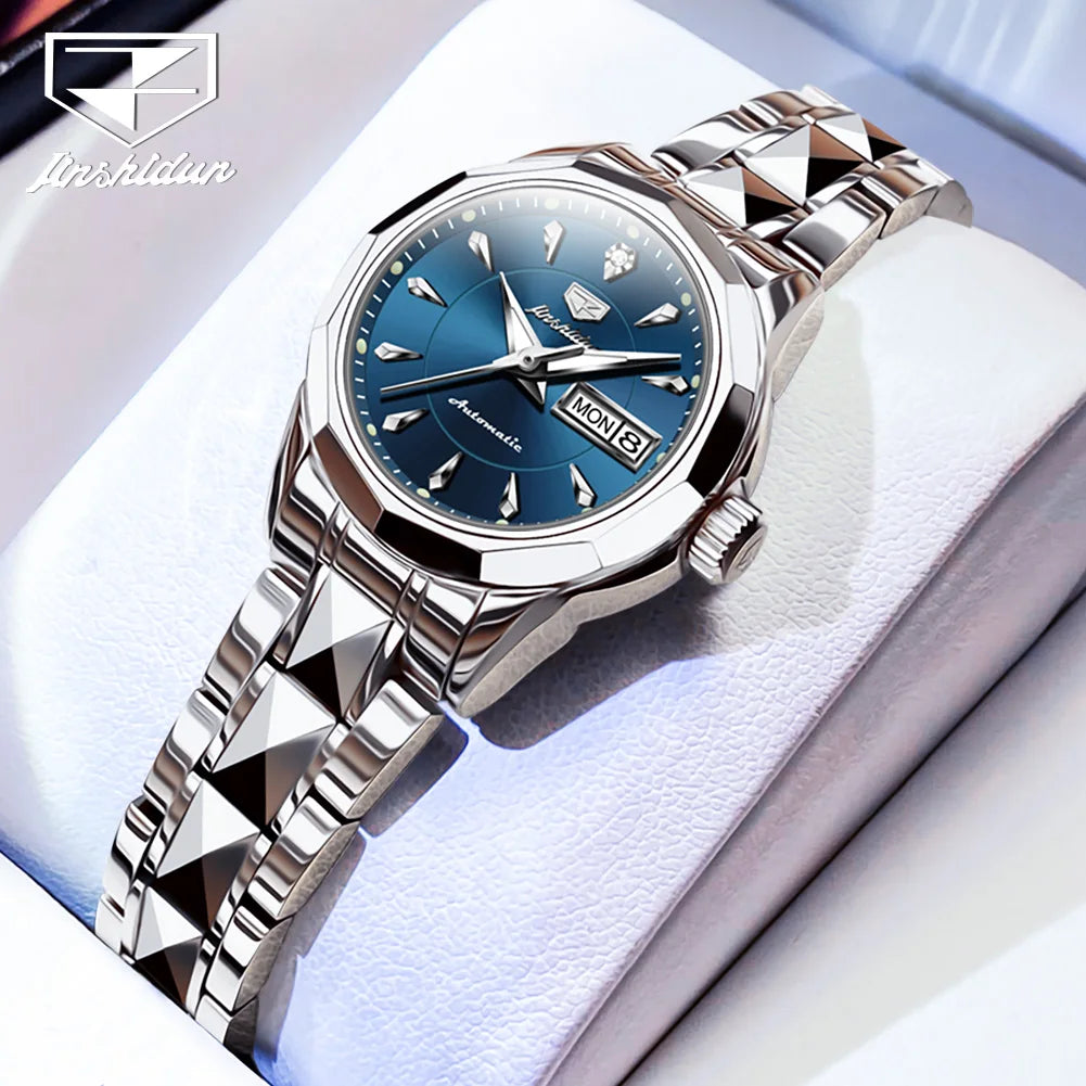 JSDUN Romantic Couple Watch with Tungsten Steel and Automatic Movement