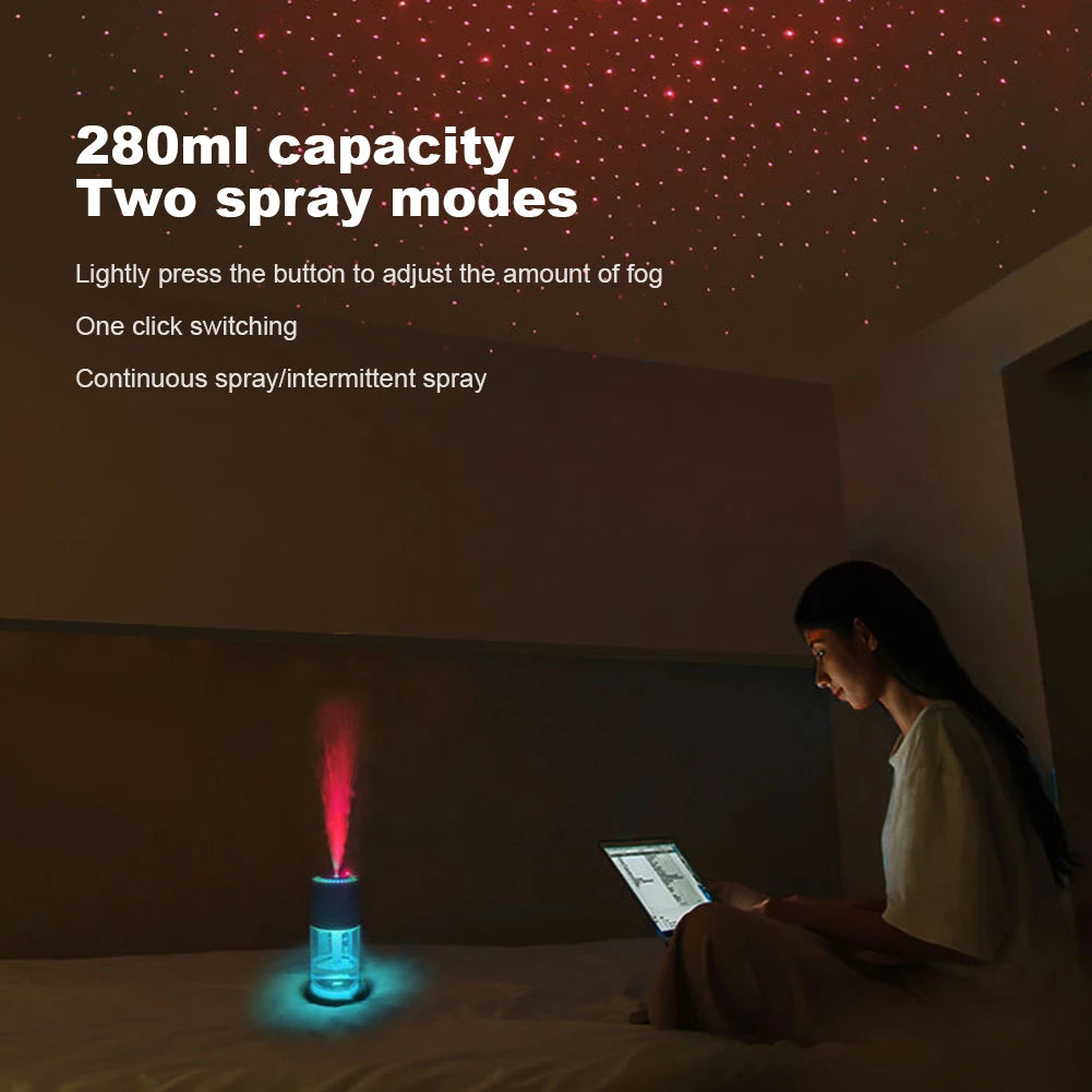 Car Air Humidifier & Essential Oil Diffuser with RGB LED Light