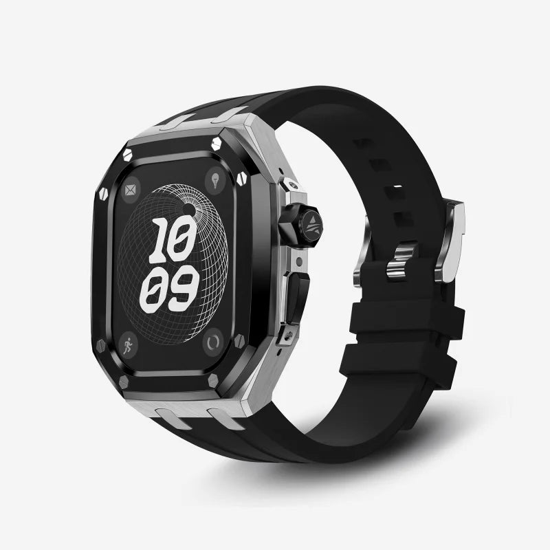 Luxury Titanium Alloy Kit for Apple Watch Ultra & Series 9-5 with Fluororubber Strap