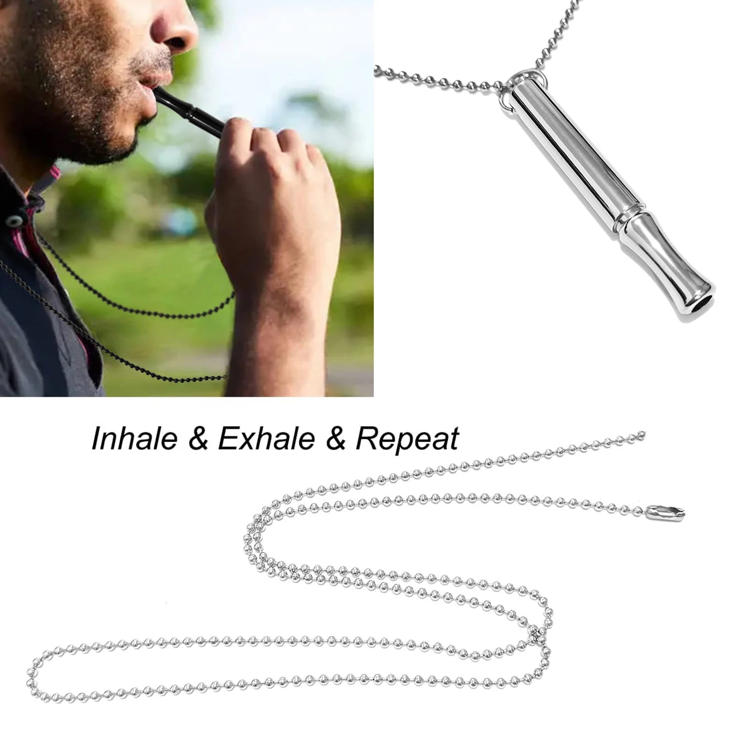 Mindfulness Breathing Necklace – Stainless Steel Anxiety Relief Tool