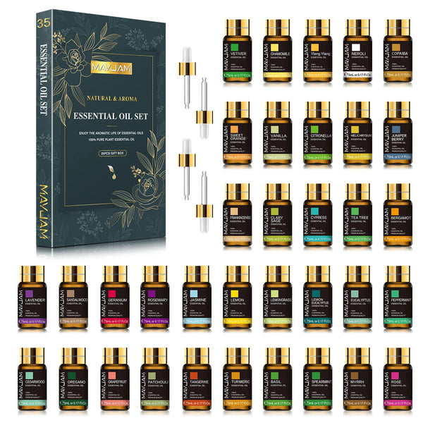 MAYJAM 35-Piece Essential Oils Set – Aromatherapy & DIY Use