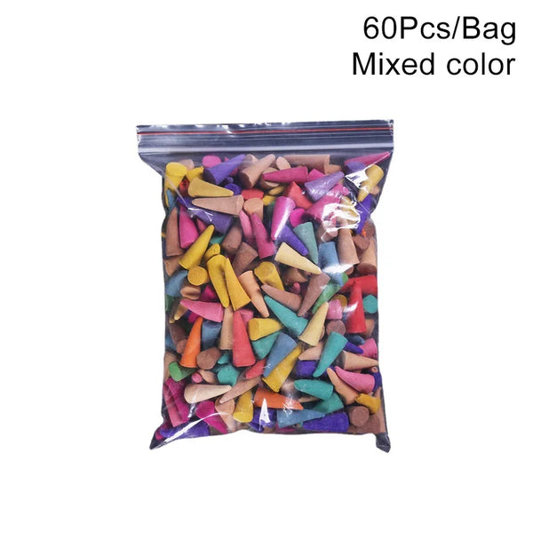 60pcs Backflow Incense Cones – Mixed Scents for Aromatherapy & Relaxation