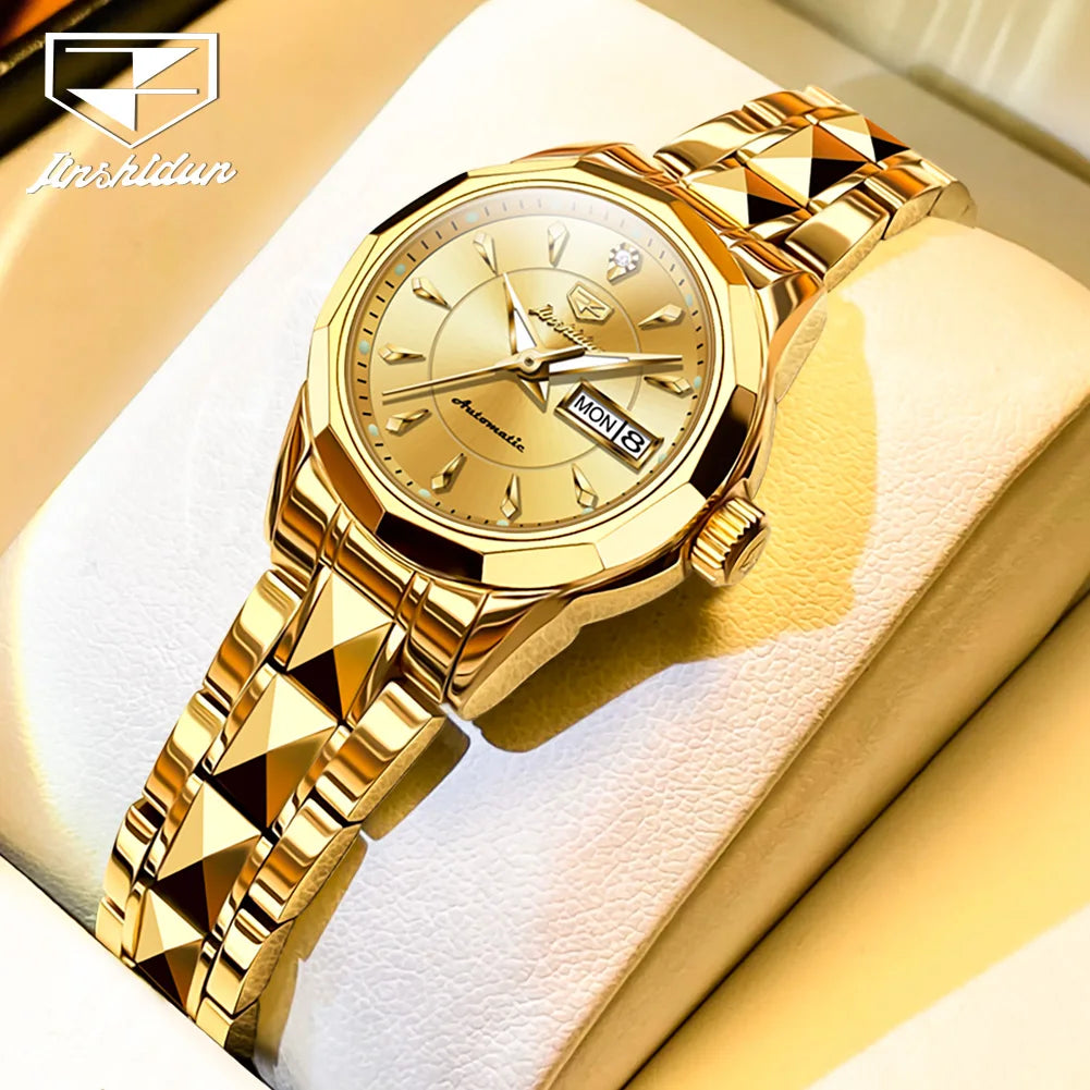 JSDUN Romantic Couple Watch with Tungsten Steel and Automatic Movement