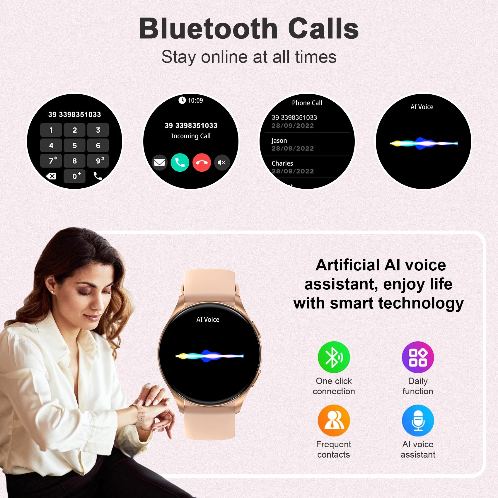 New Women’s Smartwatch with Bluetooth Call & 100+ Sport Modes
