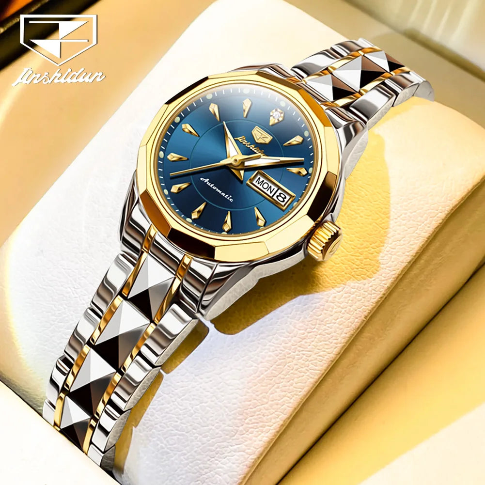 JSDUN Romantic Couple Watch with Tungsten Steel and Automatic Movement