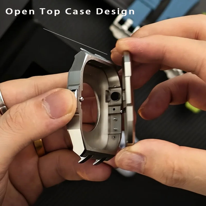 Luxury Titanium Alloy Kit for Apple Watch Ultra & Series 9-5 with Fluororubber Strap