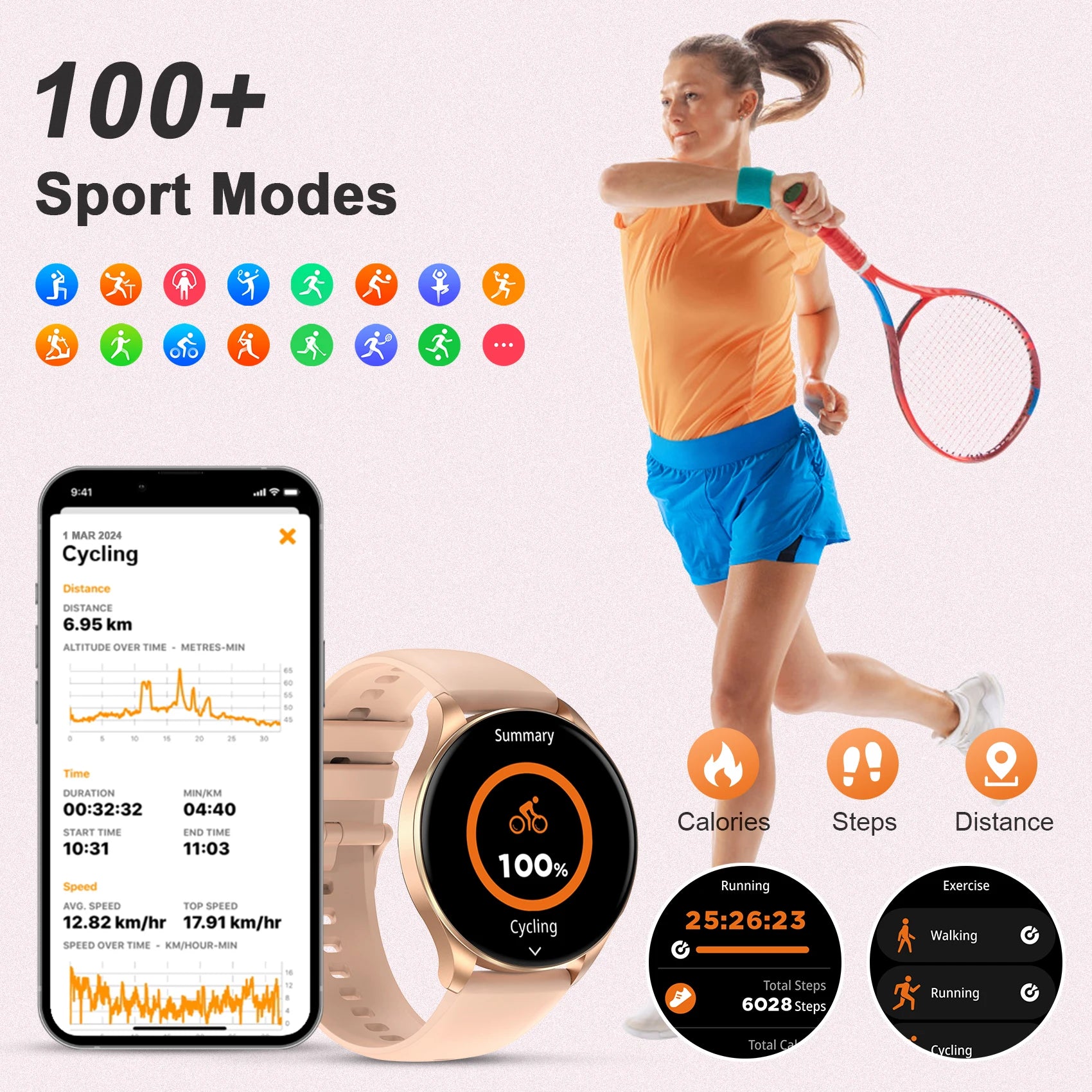 New Women’s Smartwatch with Bluetooth Call & 100+ Sport Modes