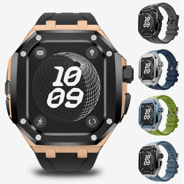 Luxury Titanium Alloy Kit for Apple Watch Ultra & Series 9-5 with Fluororubber Strap